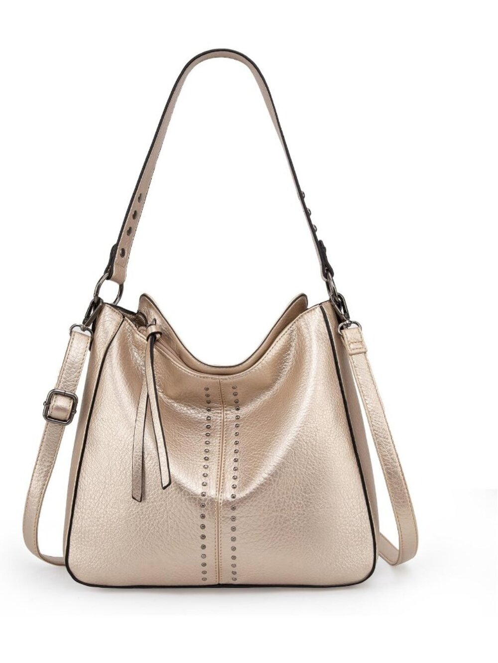 Women's Gold Leather West Hobo Crossbody Leather Purse Ladies Shoulder Bag